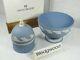 A Wedgwood Blue Jasper Ware Pedestal Bowl & Matching Acorn Pot, Superb & Rare