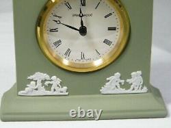 A superb Wedgwood Green Jasper Ware Grecian Mantel Clock in Silk Box! 