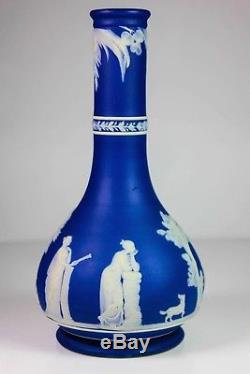 ANTIQUE WEDGWOOD BLUE JASPER WARE VASE NEOCLASSICAL DOG DESIGN Circa 1877