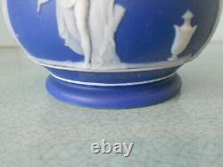Antique 1874 Wedgwood Jasperware Large Dark Blue Stem Bud Vase Grecian Figures
