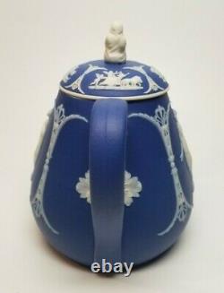 Antique 19th C Wedgwood Blue Jasper Jasperware Teapot SYBIL Finial WEEPING WIDOW