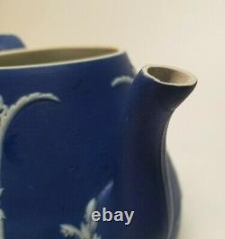 Antique 19th C Wedgwood Blue Jasper Jasperware Teapot SYBIL Finial WEEPING WIDOW