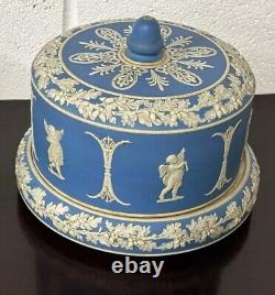 Antique 19th Century English Dudson Jasperware Blue & White Cheese Dome