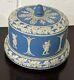 Antique 19th Century English Dudson Jasperware Blue & White Cheese Dome