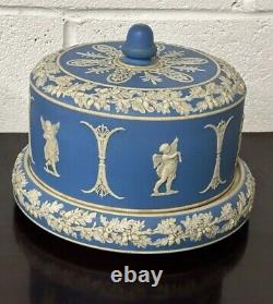 Antique 19th Century English Dudson Jasperware Blue & White Cheese Dome