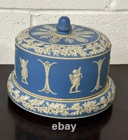 Antique 19th Century English Dudson Jasperware Blue & White Cheese Dome