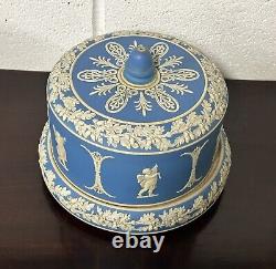 Antique 19th Century English Dudson Jasperware Blue & White Cheese Dome