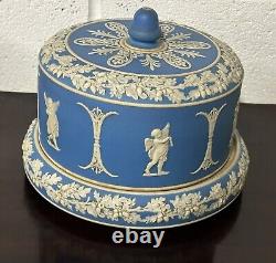 Antique 19th Century English Dudson Jasperware Blue & White Cheese Dome