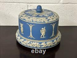 Antique 19th Century English Dudson Jasperware Blue & White Cheese Dome