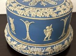 Antique 19th Century English Dudson Jasperware Blue & White Cheese Dome