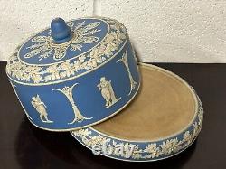 Antique 19th Century English Dudson Jasperware Blue & White Cheese Dome