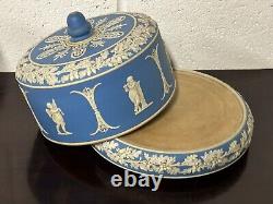 Antique 19th Century English Dudson Jasperware Blue & White Cheese Dome