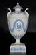 Antique 19th Century Wedgwood Jasperware Lidded Vase Urn Blue White 16.5cm