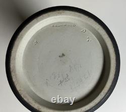 Antique C19th Wedgwood Black Dipped Jasperware Arcadian Spill Vase Epns Collar
