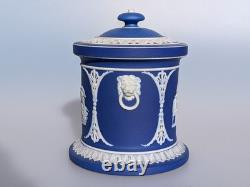 Antique Early 19th Century Wedgwood Jasperware Blue White Jar Classical Figures