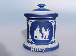 Antique Early 19th Century Wedgwood Jasperware Blue White Jar Classical Figures