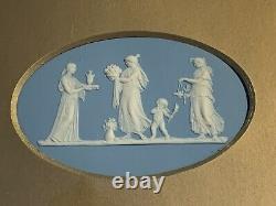 Antique Early 19thC Wedgwood Pale Blue Jasperware Oval Plaque Gilt Frame