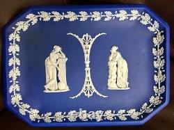 Antique Georgian (1800s) Wedgwood Cobalt Blue Jasperware Tray (10/25cm, 900g)