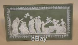 Antique Green Jasperware Classical Mythology Rectangular Plaque Wedgwood German