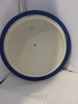 Antique Hallmarked Silver Wedgwood Dark Cobalt Blue Jasperware Dip Tobacco Jar