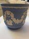 Antique Large Wedgwood Cobalt Blue Jasperware Planter With White Relief