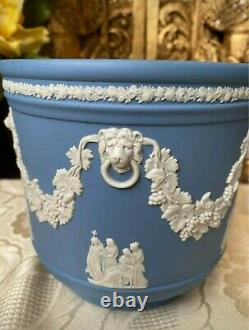 Antique Large Wedgwood Cobalt Blue Jasperware Planter with White Relief