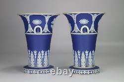 Antique Pair 19th Century Wedgwood Etruria Jasperware Vases Unusual Damaged