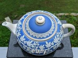 Antique Pale Wedgwood Blue Jasperware/Stoneware Teapot H781 Hemispheric Ivy