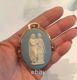 Antique Victorian Large 9K Gold Very Large Wedgwood Jasperware Pin Brooch 27.41g