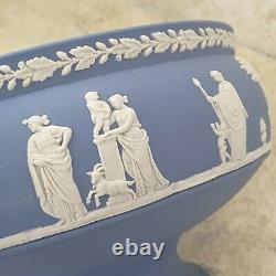 Antique WEDGWOOD Blue Jasper Ware Large 8 Augurs Bowl Conjuring Footed Vase