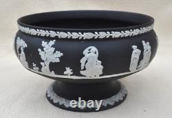 Antique WEDGWOOD Jasper Ware Black & White Neoclassical Footed Large Fruit Bowl