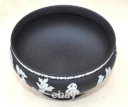 Antique WEDGWOOD Jasper Ware Black & White Neoclassical Footed Large Fruit Bowl