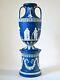 Antique Wedgwood 23 Cobalt Blue Dip Jasperware Urn & Pedestal, Late-1800's