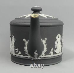 Antique Wedgwood Black Jasper Dip Pottery Teapot C. 1936