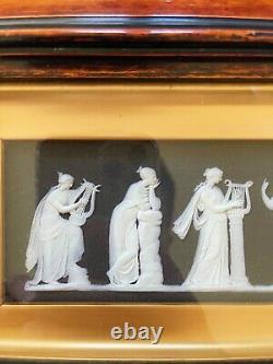 Antique Wedgwood Black Jasperware Muses Gold Framed Plaque GREAT CONDITION