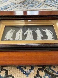 Antique Wedgwood Black Jasperware Muses Gold Framed Plaque GREAT CONDITION