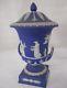 Antique Wedgwood Blue Jasperware Campana Muses Covered Urn