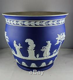 Antique Wedgwood Blue Jasperware Large Planter Vase Neoclassical Figures