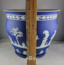 Antique Wedgwood Blue Jasperware Large Planter Vase Neoclassical Figures
