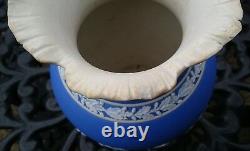 Antique Wedgwood Blue Jasperware Porcelain Vase Art Nouveau Floral Decoration