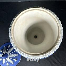 Antique Wedgwood Blue & White Vase Jasperware Pedestal Urn