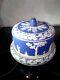 Antique Wedgwood Cheese Dome, Cobalt Blue And White Acorn Pattern Jasperware