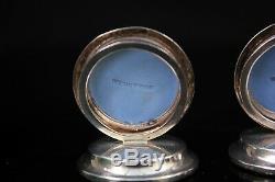 Antique Wedgwood Chester Silver Blue Jasper Ware Menu Holders Circa 1906