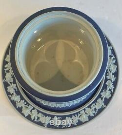 Antique Wedgwood Cobalt Blue Etruscan Jasperware 3 pc Tobacco Jar c. 1891