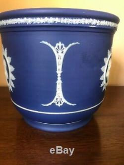 Antique Wedgwood Cobalt Blue Founding Fathers 9 Inch Jardiniere c 1860+