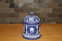 Antique Wedgwood Cobalt Blue Jasper Ware Coriolanus Dome Tobacco Jar (c. 1875)