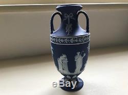 Antique Wedgwood Cobalt Blue Jasper Ware Jasperware 6 Muses Trophy Vase