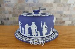 Antique Wedgwood Cobalt Blue Jasper Ware Large Domed Cheese Dish (c. 1800)