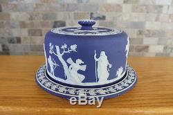 Antique Wedgwood Cobalt Blue Jasper Ware Large Domed Cheese Dish (c. 1800)