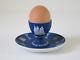 Antique Wedgwood Cobalt Blue Jasperware Egg Cup & Underplate C. 1870, Refjsw